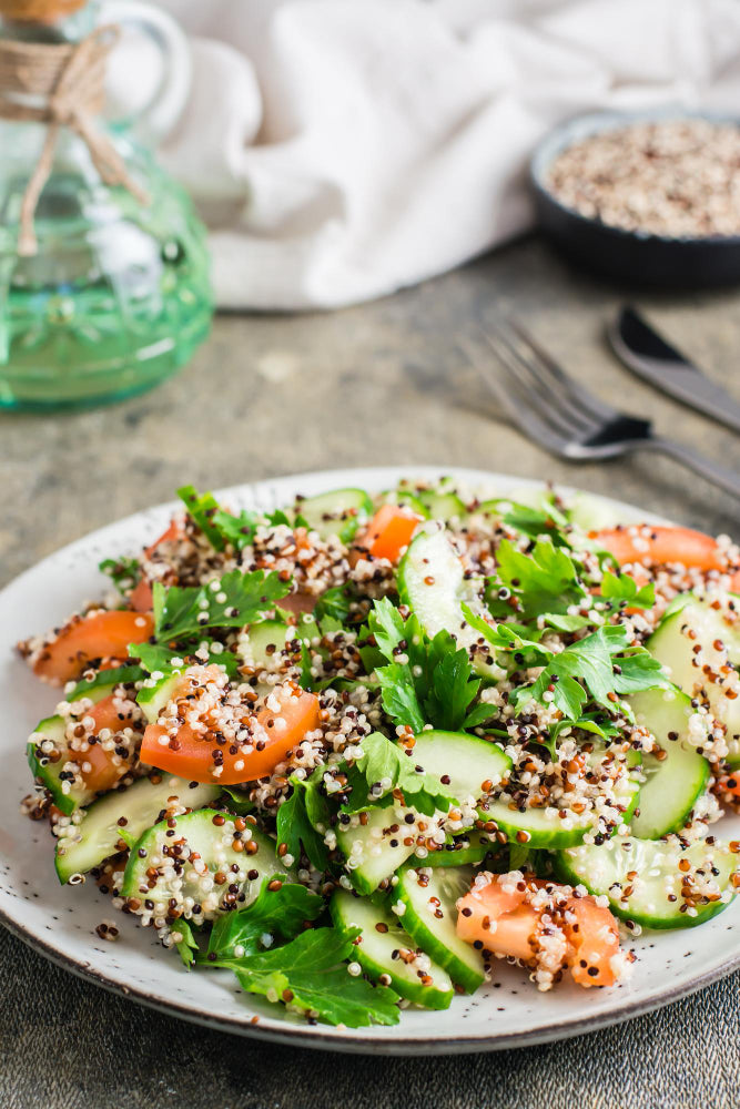 Quinoa salad with tomatoes and cucumbers