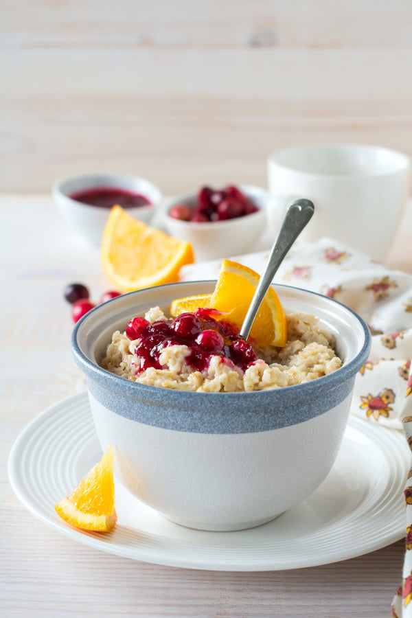 Porridge oats with cranberry jam