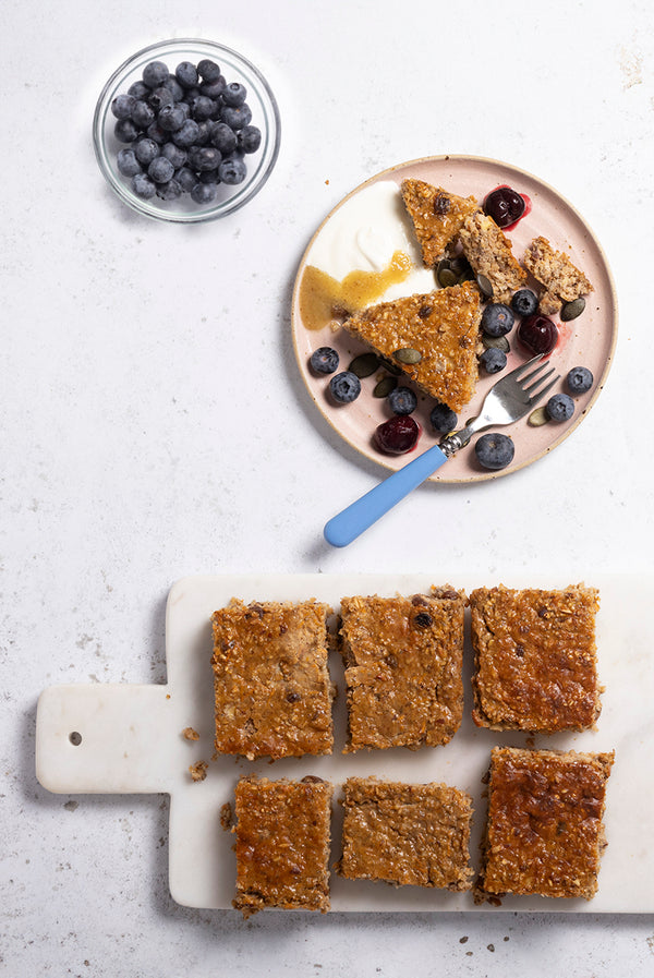 Nutty Carrot & Sultana Pinhead Oats Breakfast Tray Bake