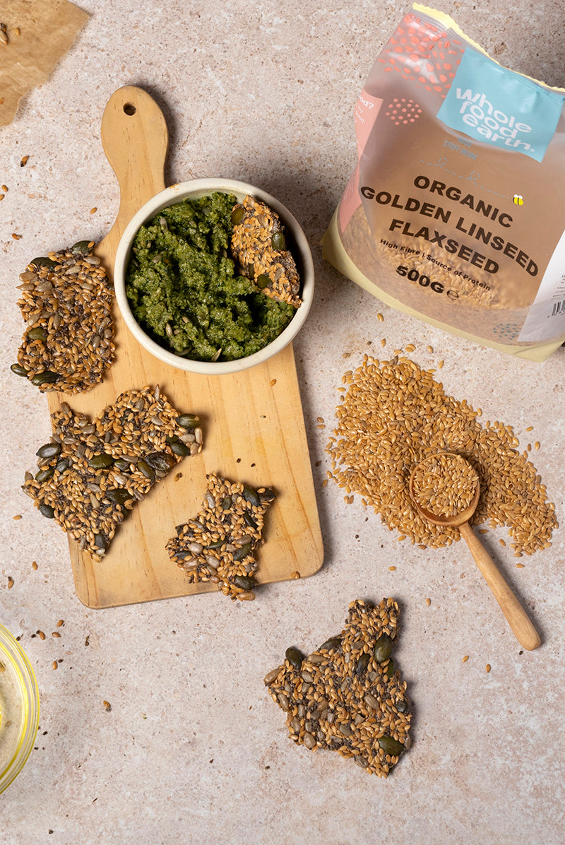 Golden Flaxseed Crackers with Rosemary & Cracked Black Pepper Recipe