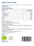 Organic Onion Powder 250g — back of pack