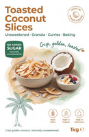 Toasted & Unsweetened Coconut Slices 1kg — new packaging