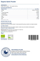 Organic Garlic Powder 3kg — back of pack