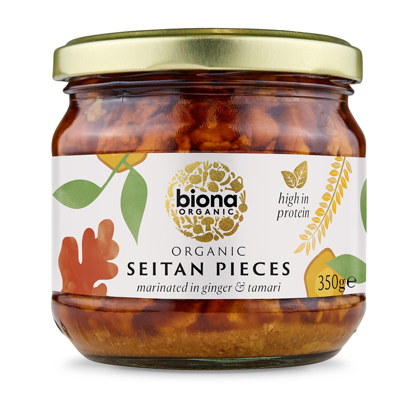 Organic Seitan Pieces Marinated In Ginger & Tamari   - Biona - 350g