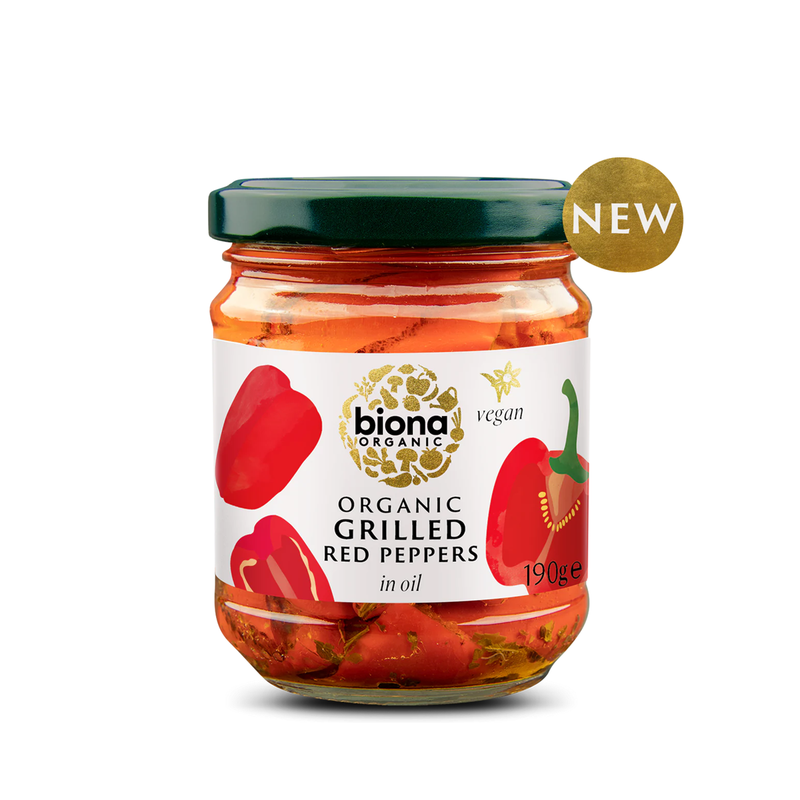 Organic Grilled Red Peppers In Oil - 190g - Biona