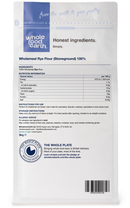 Wholemeal Rye Flour (Stoneground) 100% - Serious Grains 3kg pouch - back of pack - new packaging