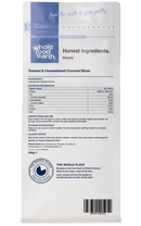 Toasted & Unsweetened Coconut Slices 250g pouch - back of pack - new packaging