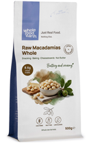 Raw Macadamias Whole 500g pouch - Whole Food Earth - new packaging