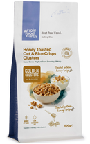 Honey Toasted Oat & Rice Crisps Clusters 500g pouch - Whole Food Earth - new packaging
