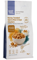 Honey Toasted Oat & Rice Crisps Clusters 3kg pouch - Whole Food Earth - new packaging