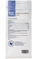 Dark Muscovado Sugar 500g pouch - back of pack - new packaging