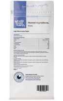 Light Muscovado Sugar 500g pouch - back of pack - new packaging