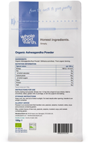 Organic Ashwagandha Powder 100g pouch - back of pack - new packaging