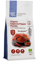 Organic Cayenne Pepper Powder 1kg pouch - Whole Food Earth - new packaging