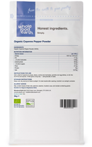 Organic Cayenne Pepper Powder 3kg pouch - back of pack - new packaging