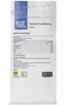 Organic Ground Ginger 250g pouch - back of pack - new packaging