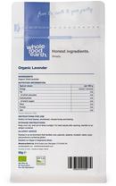 Organic Lavender 50g pouch - back of pack - new packaging