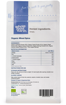 Organic Mixed Spice 50g pouch - back of pack - new packaging