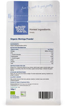 Organic Moringa Powder 100g pouch - back of pack - new packaging