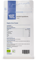 Organic Onion Powder 250g pouch - back of pack - new packaging