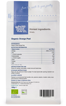 Organic Orange Peel 100g pouch - back of pack - new packaging
