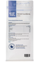 Smoked Seasoned Baked Almonds 500g pouch - back of pack - new packaging