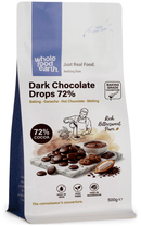 Dark Chocolate Drops 72% 500g pouch - Whole Food Earth - new packaging