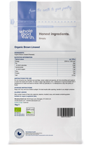 Organic Brown Linseed/Flaxseed 1kg pouch - back of pack - new packaging