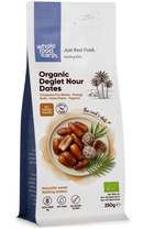 Organic Deglet Nour Dates Pitted 250g pouch - Whole Food Earth - new packaging