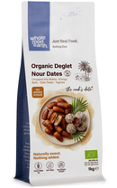 Organic Deglet Nour Dates Pitted 1kg pouch - Whole Food Earth - new packaging