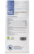 Organic White Basmati Rice 1kg pouch - back of pack - new packaging