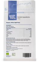 Organic Yellow Split Peas 500g pouch - back of pack - new packaging