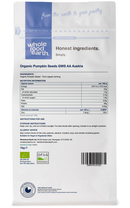 Organic Pumpkin Seeds GWS AA Austria 1kg pouch - back of pack - new packaging