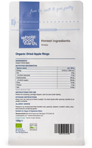 Organic Dried Apple Rings 125g pouch - back of pack - new packaging