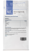 Diatomaceous Earth (Feed Grade) 1kg pouch - back of pack - new packaging