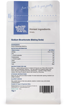 Sodium Bicarbonate (Baking Soda) 1kg pouch - back of pack - new packaging