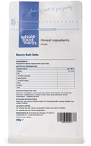 Epsom Bath Salts 500g pouch - back of pack - new packaging