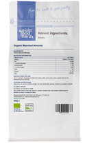 Organic Blanched Almonds Organic Blanched / 500g pouch - back of pack - new packaging