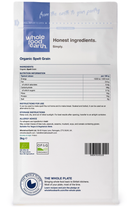 Organic Spelt Grain - Serious Grains 3kg pouch - back of pack - new packaging