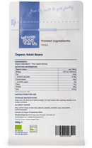 Organic Aduki Beans 500g pouch - back of pack - new packaging