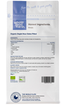 Organic Deglet Nour Dates Pitted 2kg pouch - back of pack - new packaging