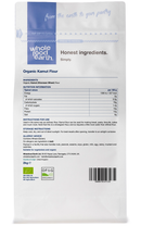Organic Kamut Flour 2kg pouch - back of pack - new packaging