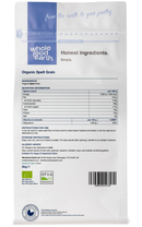 Organic Spelt Grain - Serious Grains 2kg pouch - back of pack - new packaging