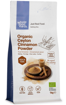 Organic Ceylon Cinnamon Powder (True) 1kg pouch - Whole Food Earth - new packaging