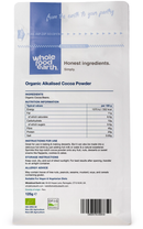 Organic Alkalised Cocoa Powder 125g pouch - back of pack - new packaging