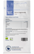 Organic Alkalised Cocoa Powder 500g pouch - back of pack - new packaging