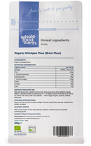 Organic Chickpea Flour 500g pouch - back of pack - new packaging