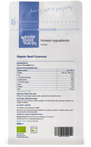 Organic Couscous Spelt 250g pouch - back of pack - new packaging