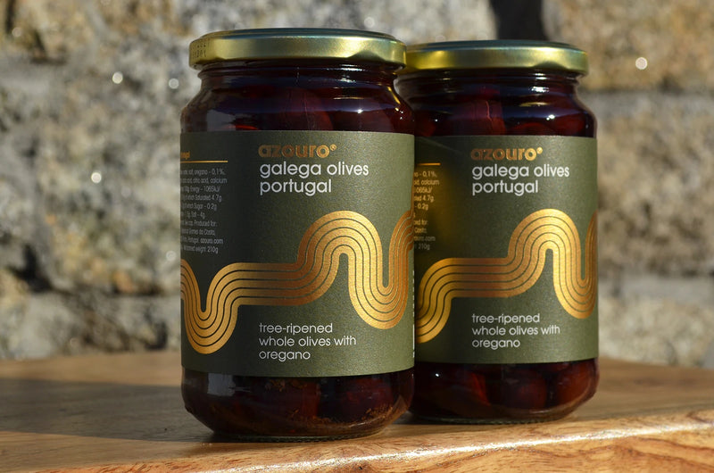 Jar of Azouro Portugal Galega Olives with clean label