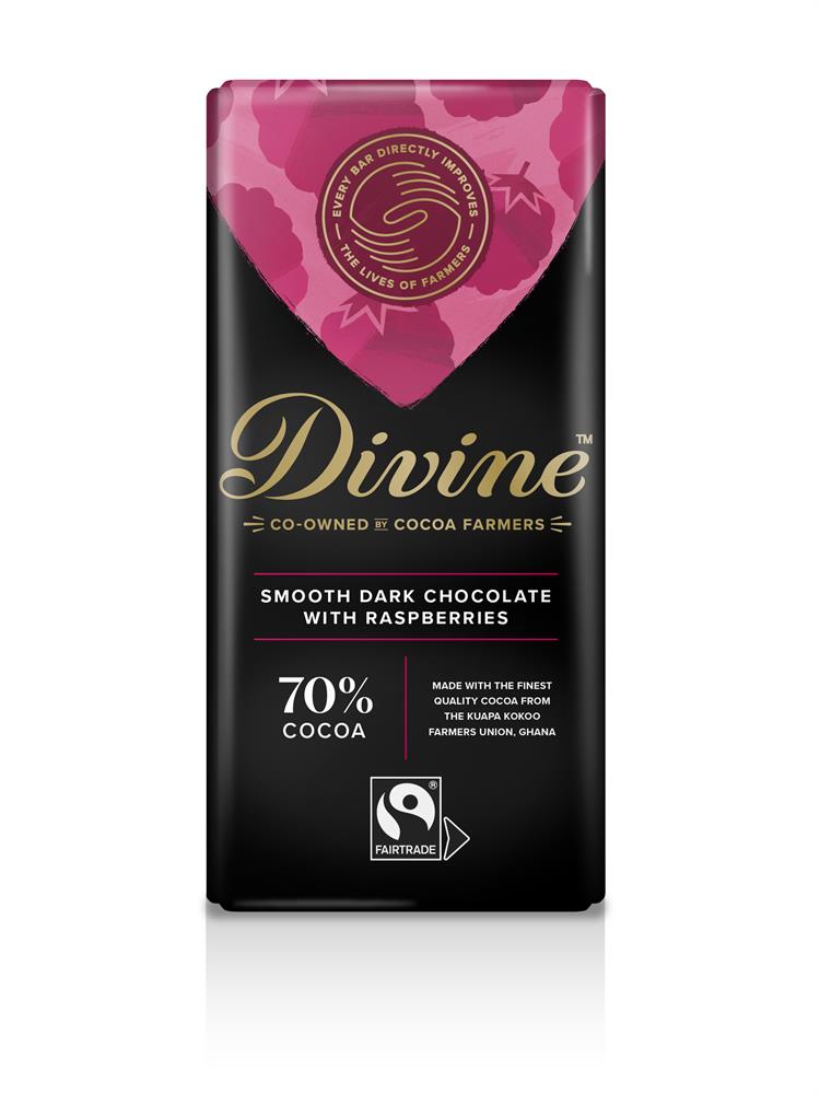 Vegan Dark Chocolate with Raspberries 90g - Divine Chocolate